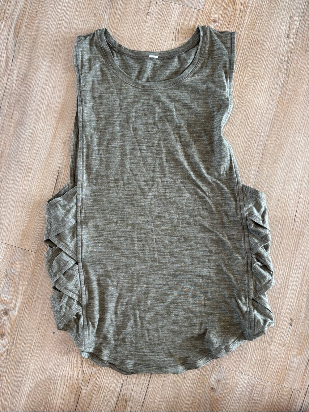 lululemon athletica Olive Green Sleeveless Tank with Side Ruffles